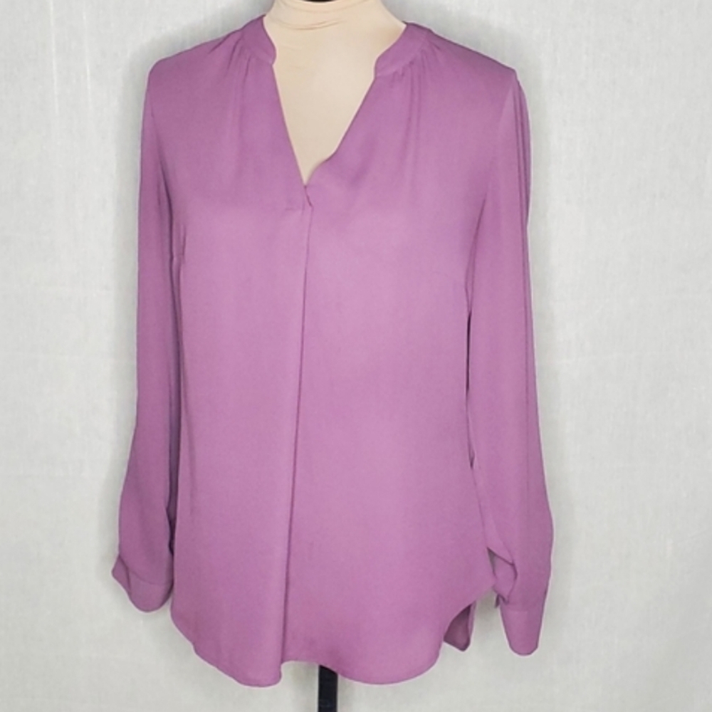 ♡ Soho New York & Co Long Sleeve Pink Split Neck Top Size Small